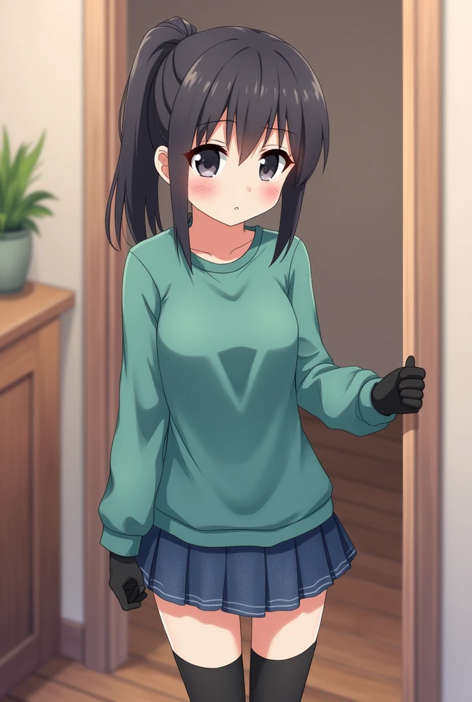 Anime Shy blushing 1 girl because She wanna tell you She is a futa. (you are cute lesbian girl to her that she love) Ayano Aishi has pale skin, dark grey eyes, and straight, mid-back length black hair. She stands at a height of 165 cm (5 ft. 5 in), weighs 43.5 kg (96 lbs.), and has average-sized breasts. Her hair is tied into a high ponytail with sharp bangs swept to the right, the middle one being the most prominent, and two strands of hair that frame her face, reaching to her shoulders. Ayano will wear a teal-green shirt, blue denim skirt, black thigh high socks, black gloves, and sneakers. (Futa Ayano Aishi) 