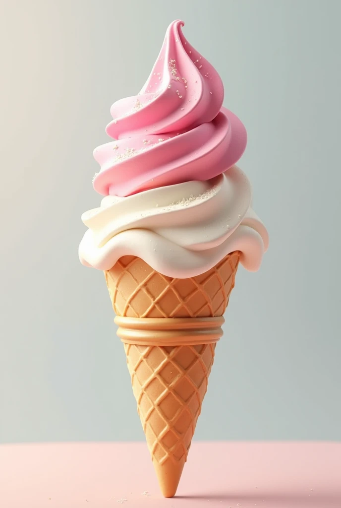 strawberry and vanilla ice cream cone