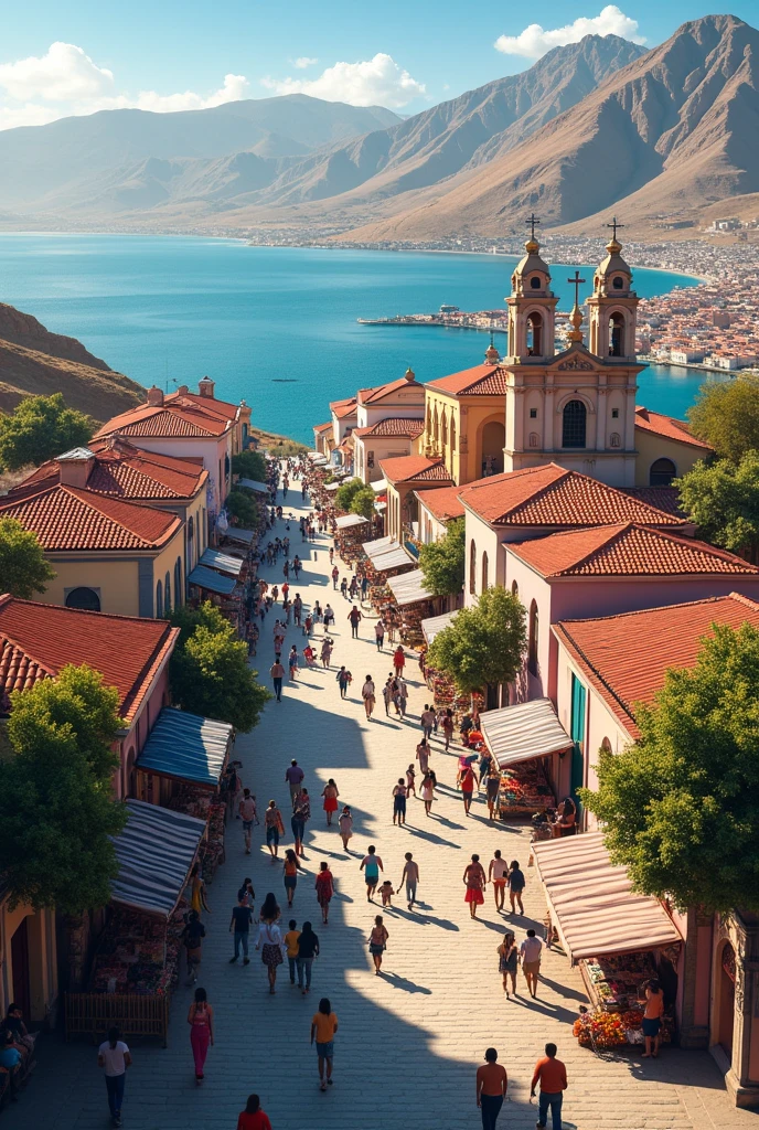 I want a cross section of the tourist sites of the city of Copacabana in Bolivia