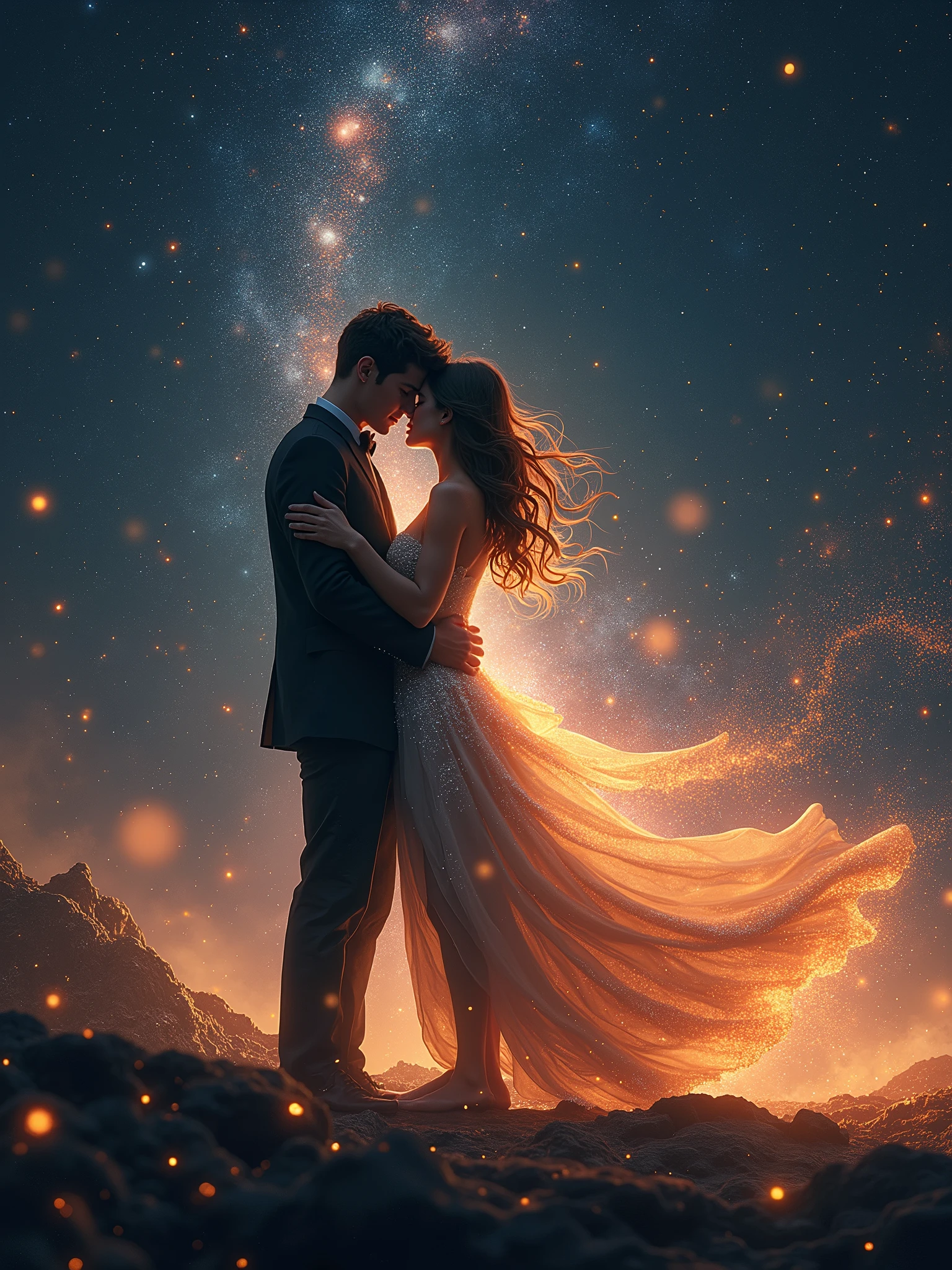 particles in space, lovers in space