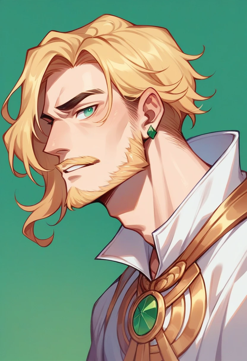 Generate a humanized and serene face of a man resembling Jesus Christ with a green background 