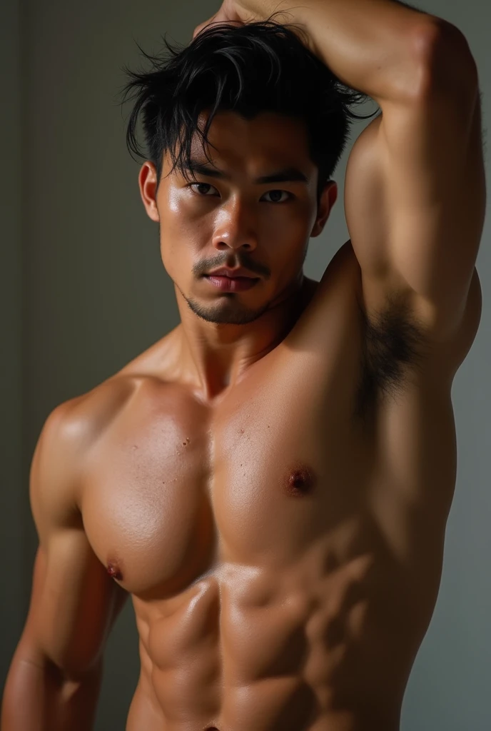 Filipino hunk sniffing armpit