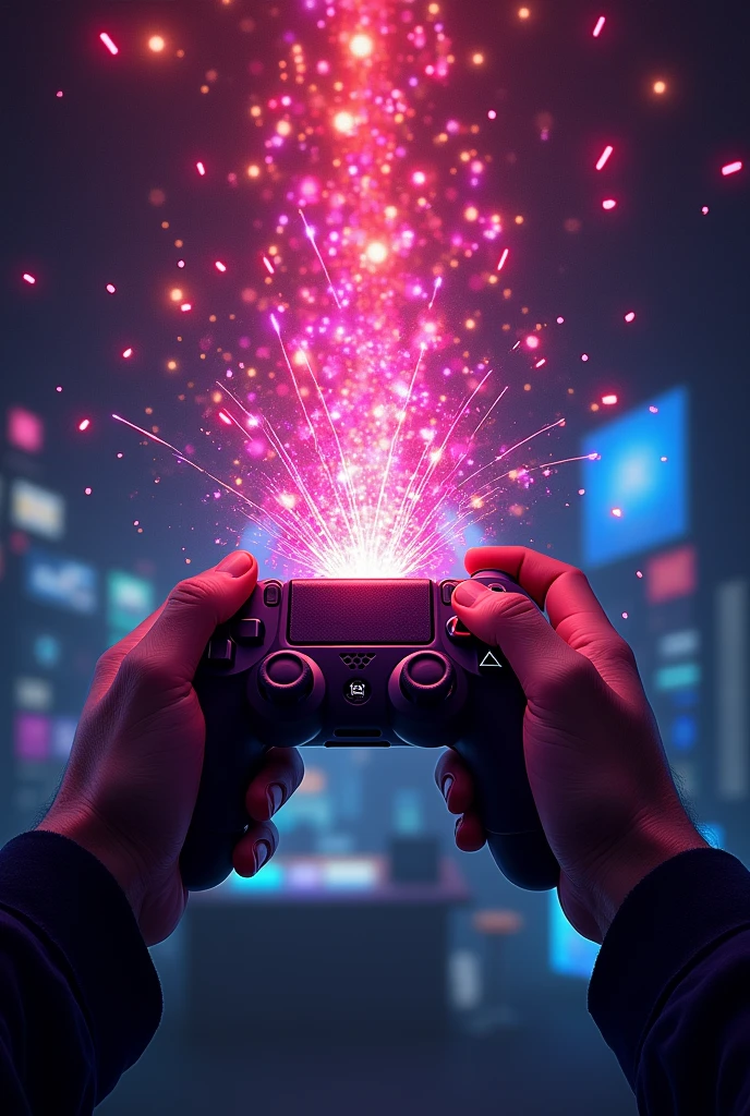Video game controller shooting pixels