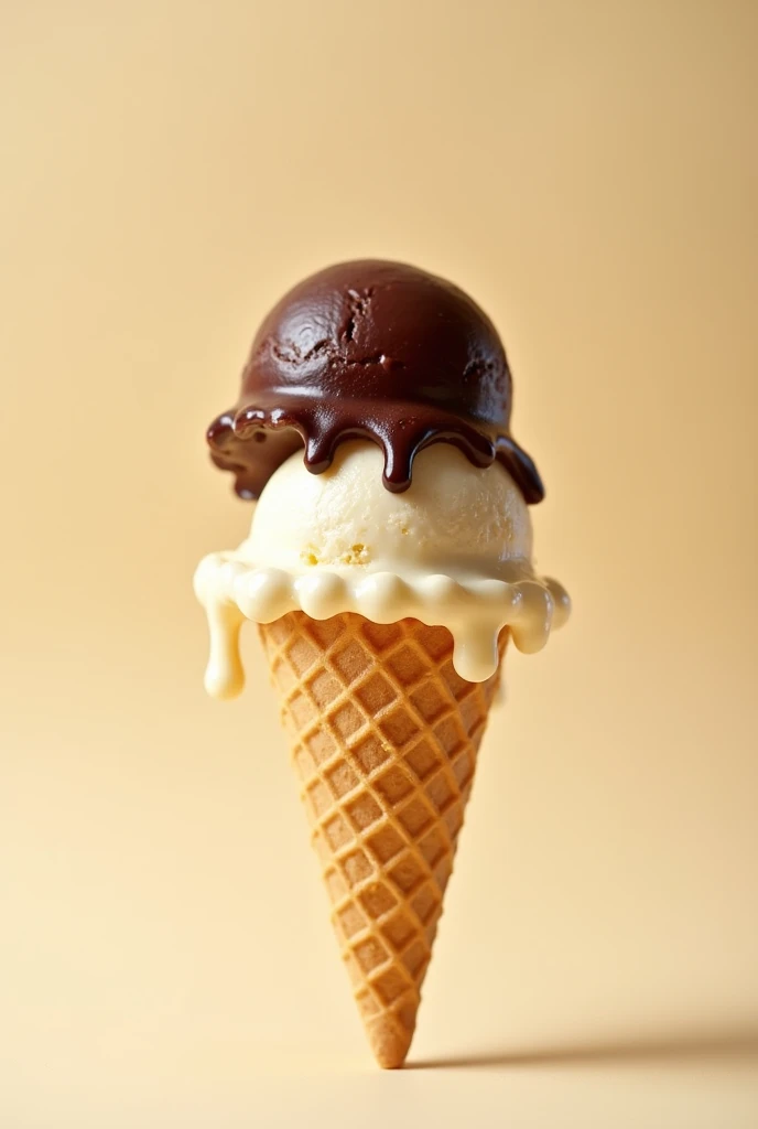 simple chocolate and vanilla ice cream cone