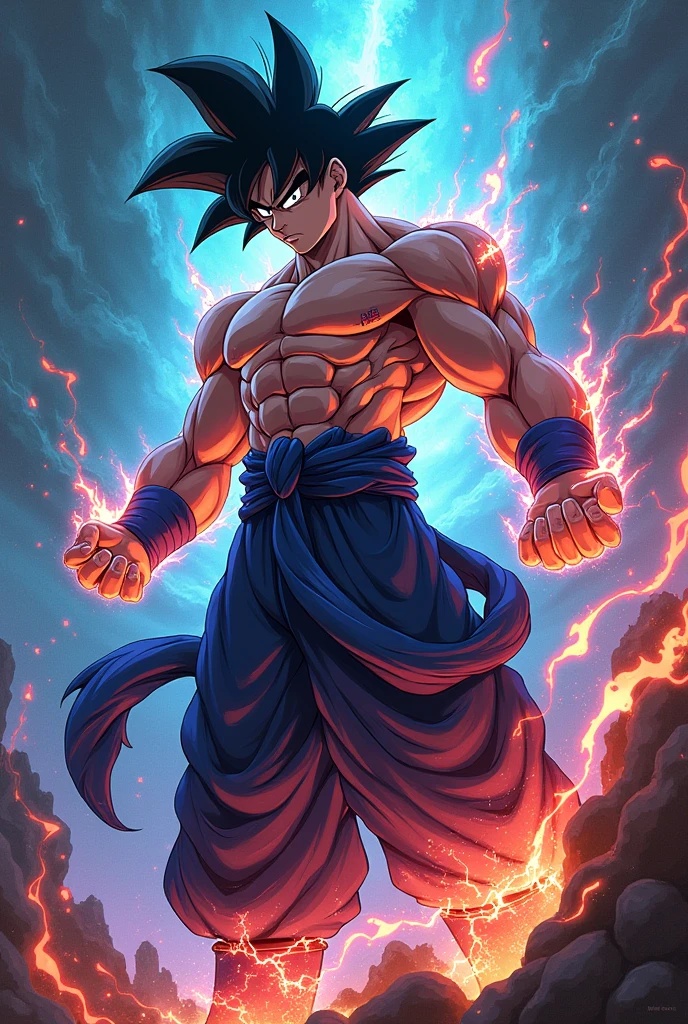 Create an unique anime Character who is the mixture of baki+ Goku +garou and gojo