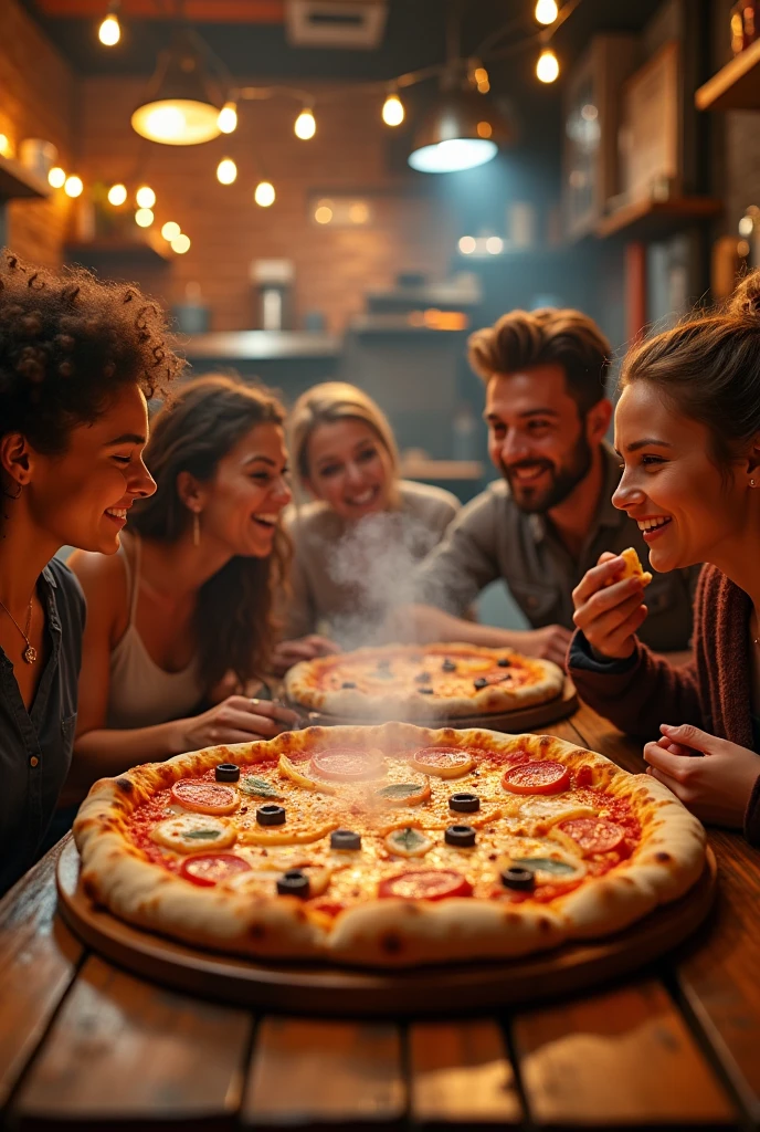 Create the best pizza ad with people