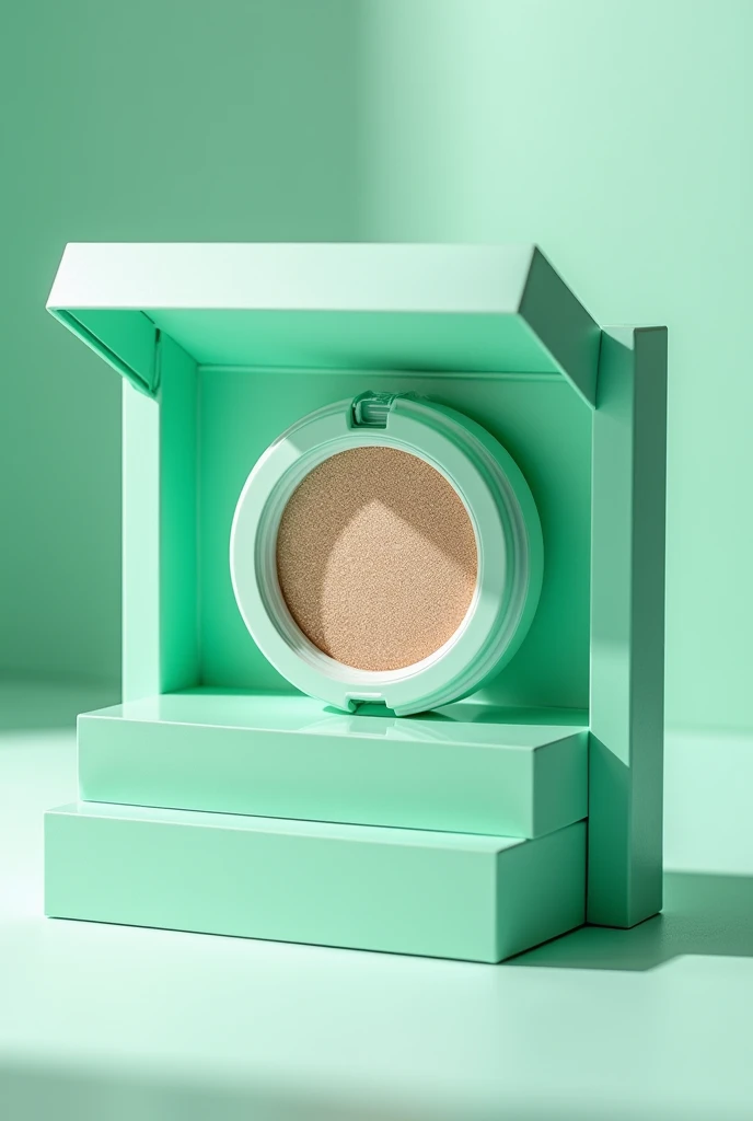 A photo of makeup highlighter, for a brand called Walancy, in water green packaging