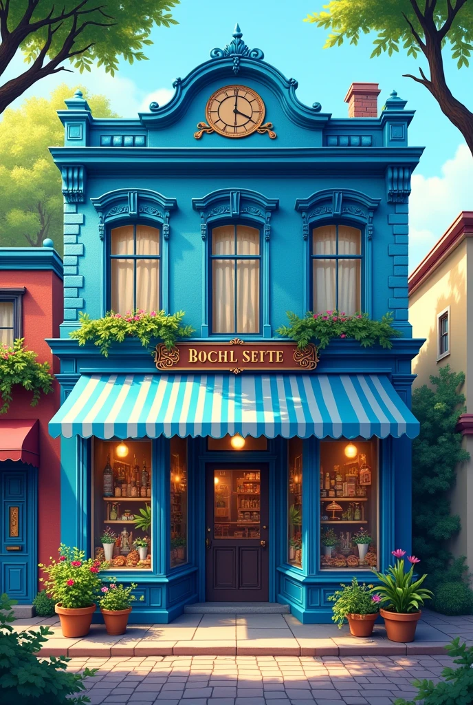 Create an image of an 8-PIECE PUZZLE by joining the words BLUE STORE