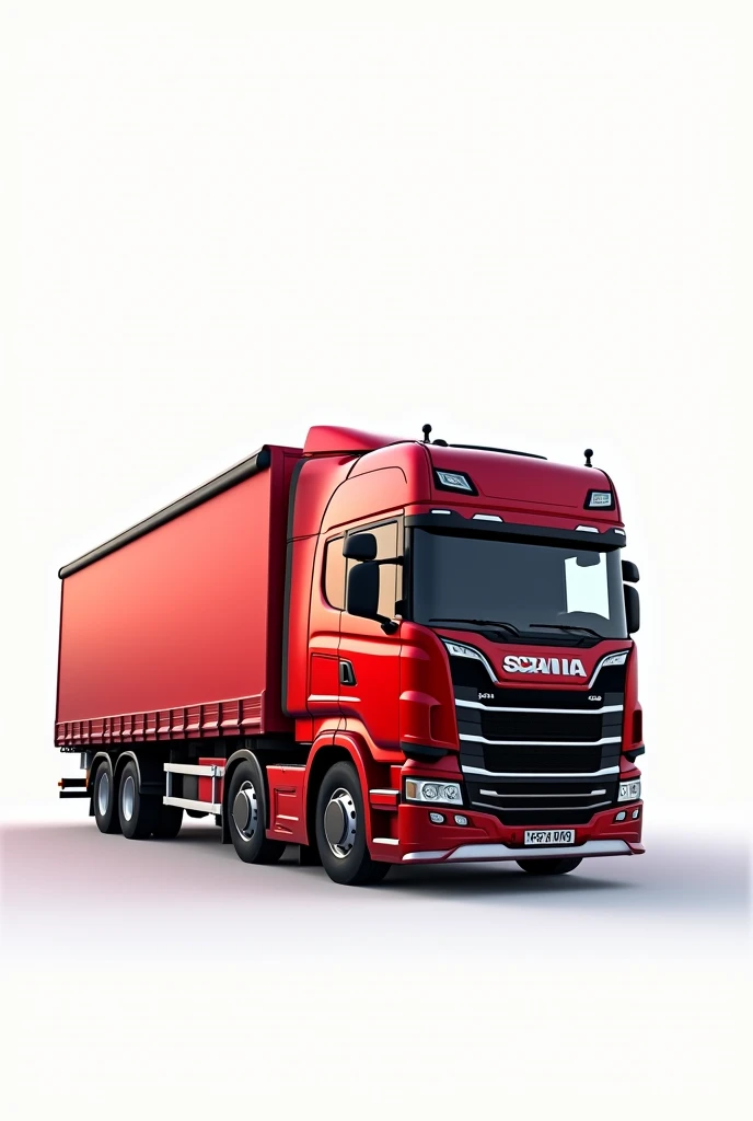 Scania red van truck horizontal white background