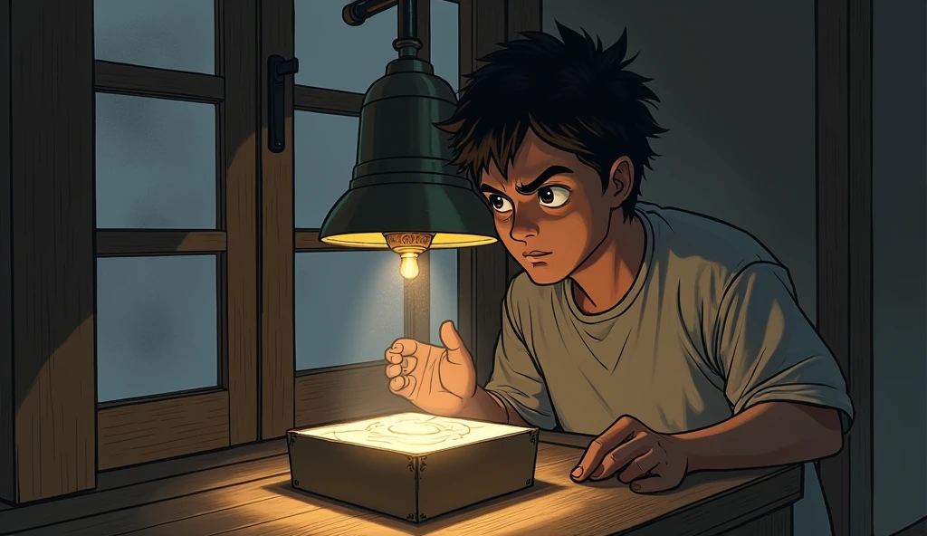  The bell starts ringing automatically, and Ramu looks at the bell startled. His attention turns to the box under the bell.