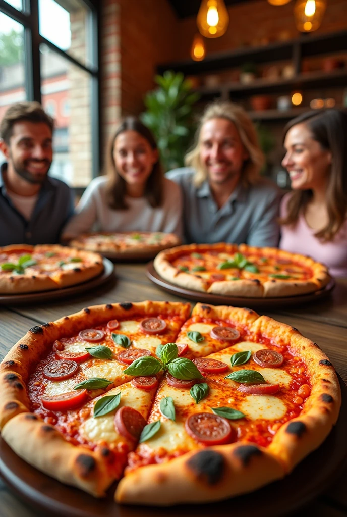 Create the best pizza ad with people with the name "the house of pizza"