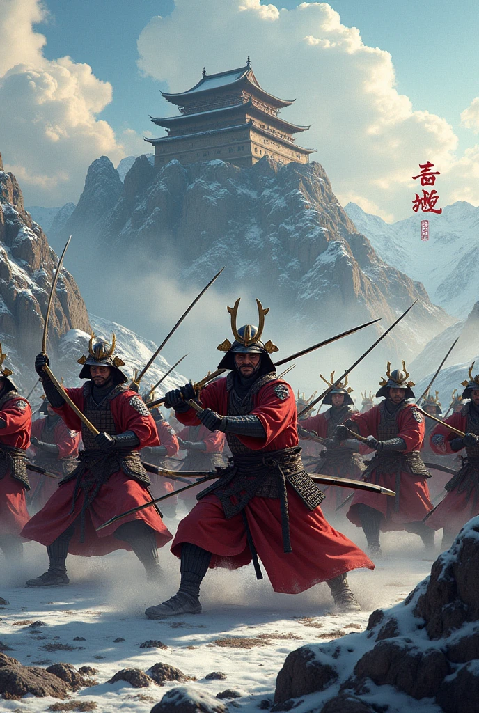 samurai army in the style of kim jung gi