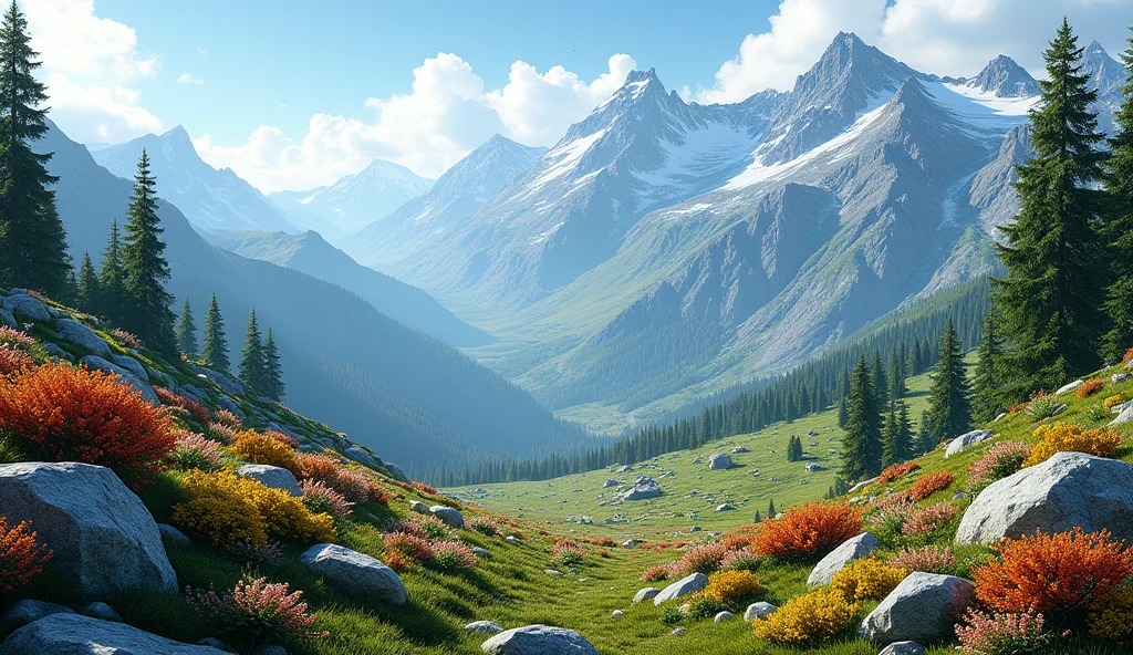 Panoramic view of high altitude vegetation.