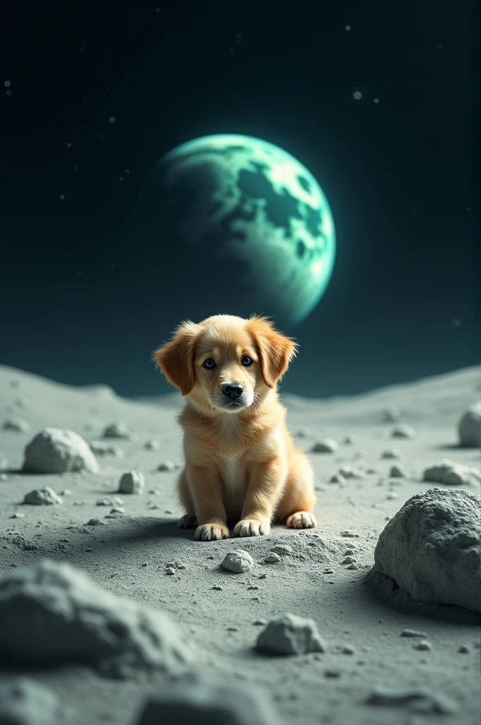 A dog on the moon