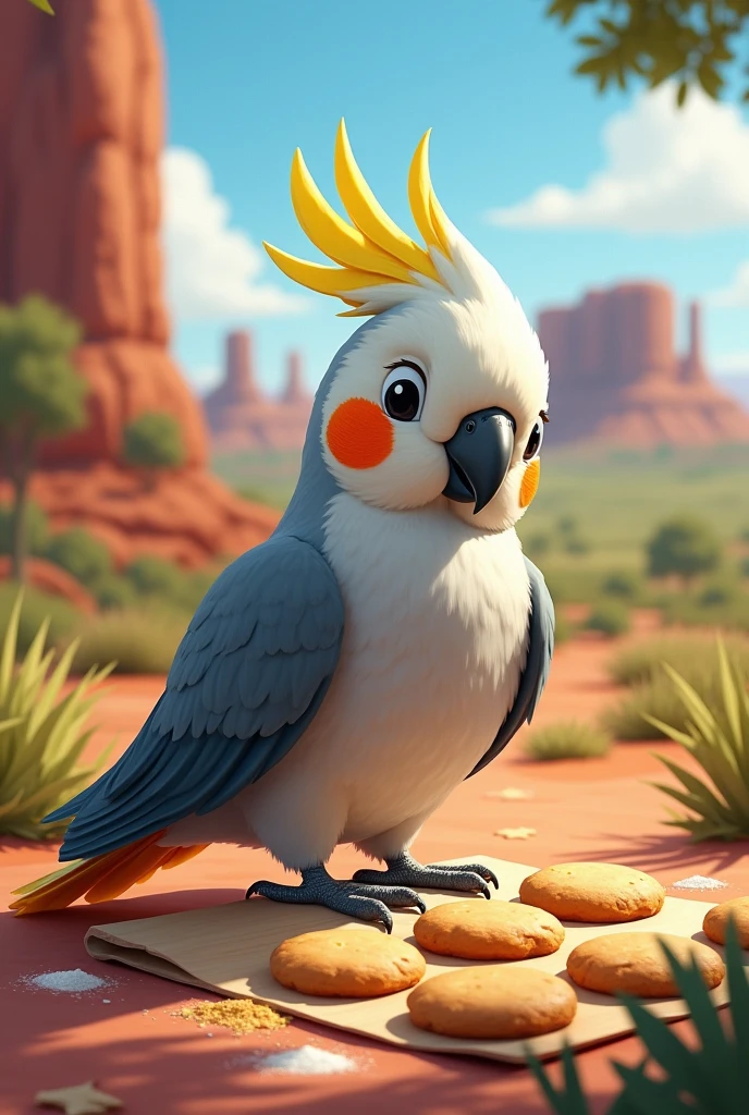 The cockatiel flew all the way to Australia
It made biscuits (a.k.a cookies) at Australia
