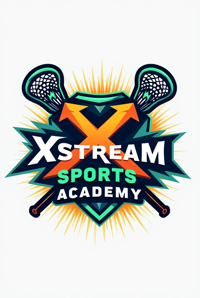 Icon: Use a dynamic, stylized letter "X" to represent both the name and the idea of crossing streams of energy or motion. The "X" can be designed with flowing lines or arrows to convey speed and action.

Color Scheme: Opt for bold, energetic colors like electric blue, bright orange, or vibrant green to reflect vitality and enthusiasm.

Typography: Choose a modern, sporty font for the text "Xstream Sports Academy." Ensure it’s bold and easily readable, complementing the icon without overshadowing it.

Design Elements: Incorporate subtle sports-related elements like a swoosh, star, or abstract figure in motion to reinforce the academy’s focus on sports.
Images: having a image different sports and lacrosse sticks