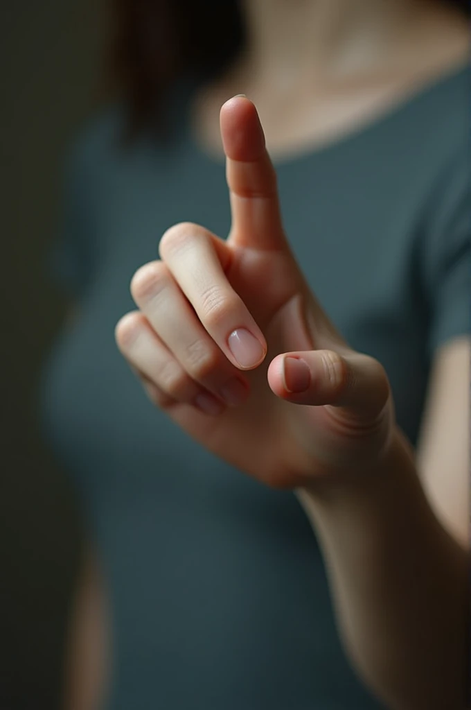 is touching with his finger