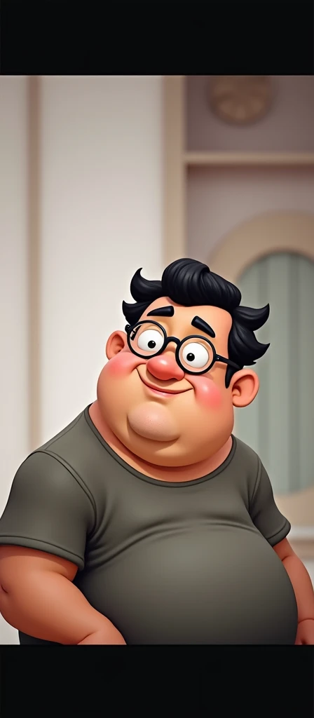 Cartoon man with black hair and round glasses image 3  