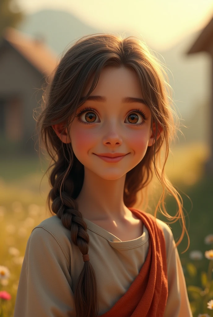 smiling girl telling story of jesus looking straight at you