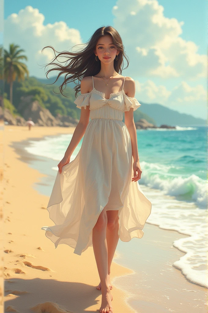 A girl , beach ,