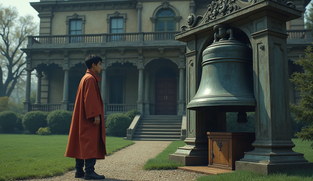 A bell near the mansion starts ringing automatically, and Ramu looks at the bell in shock. His attention turns to the box under the bell.