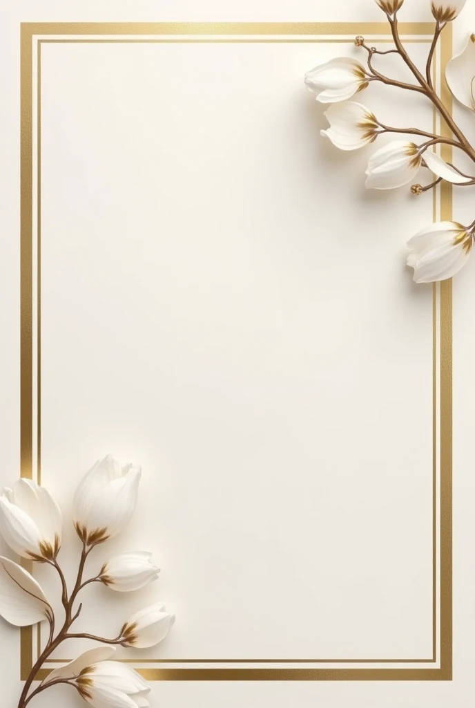 empty and blank wedding card with gold border on an ash background