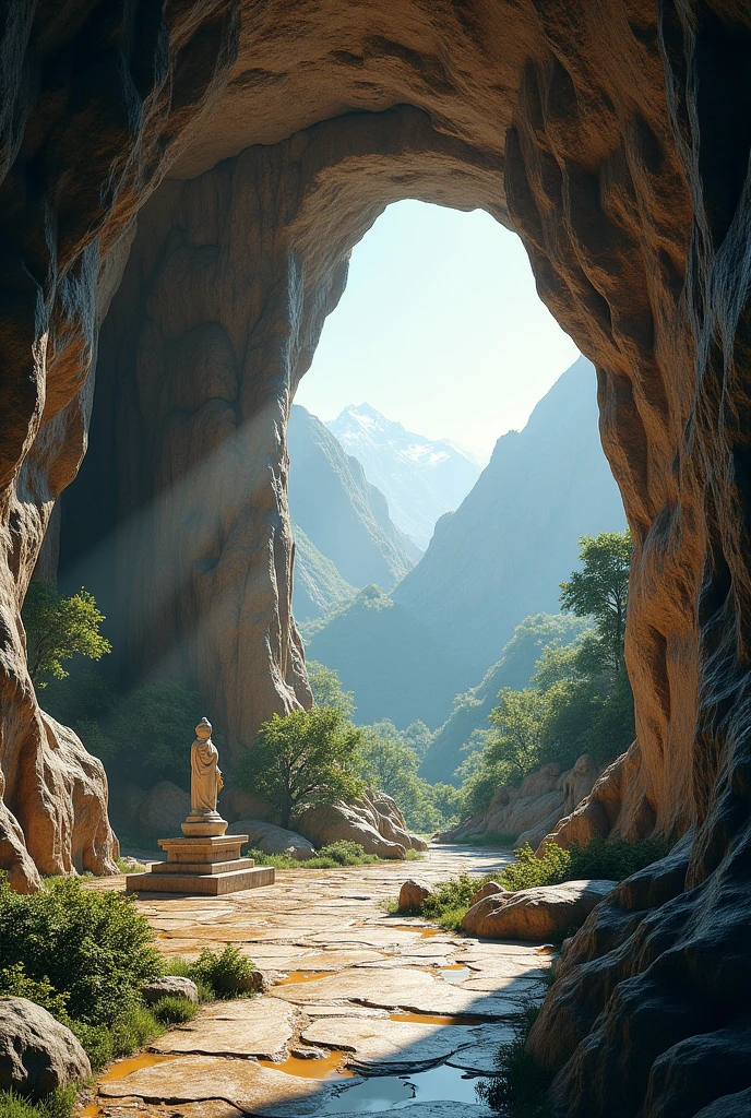 In 3d,  a cave in Gorkha district where there is a footprint of saint and also a statue of him