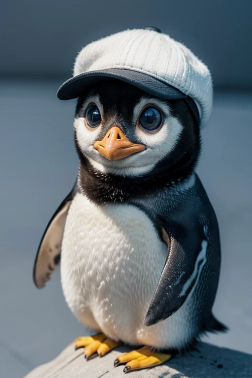 baby penguin with cap. minimalist. 2d
