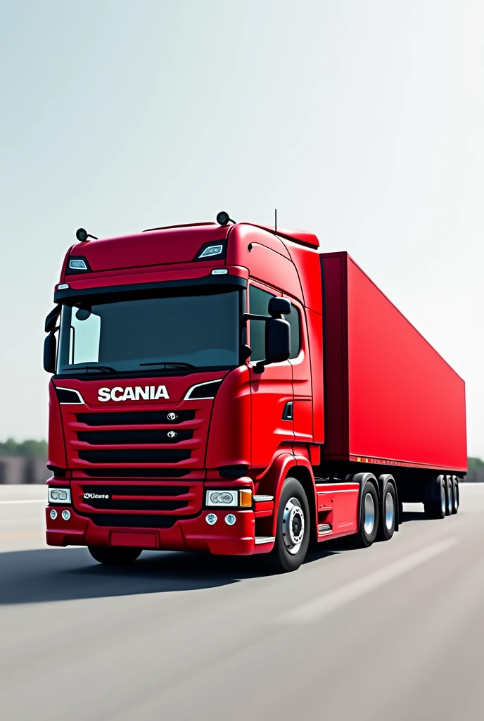 Red Scania with red van