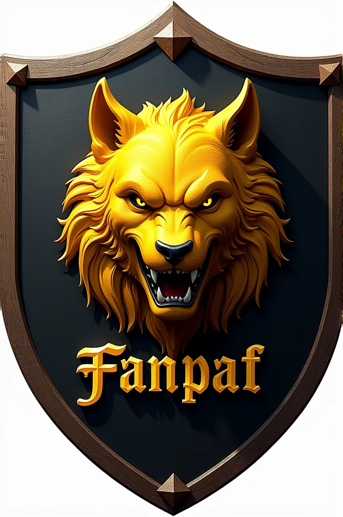 A black shield with a yellow animal and the name FANPAF