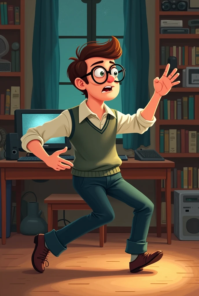 Create a nerd dancing cueca