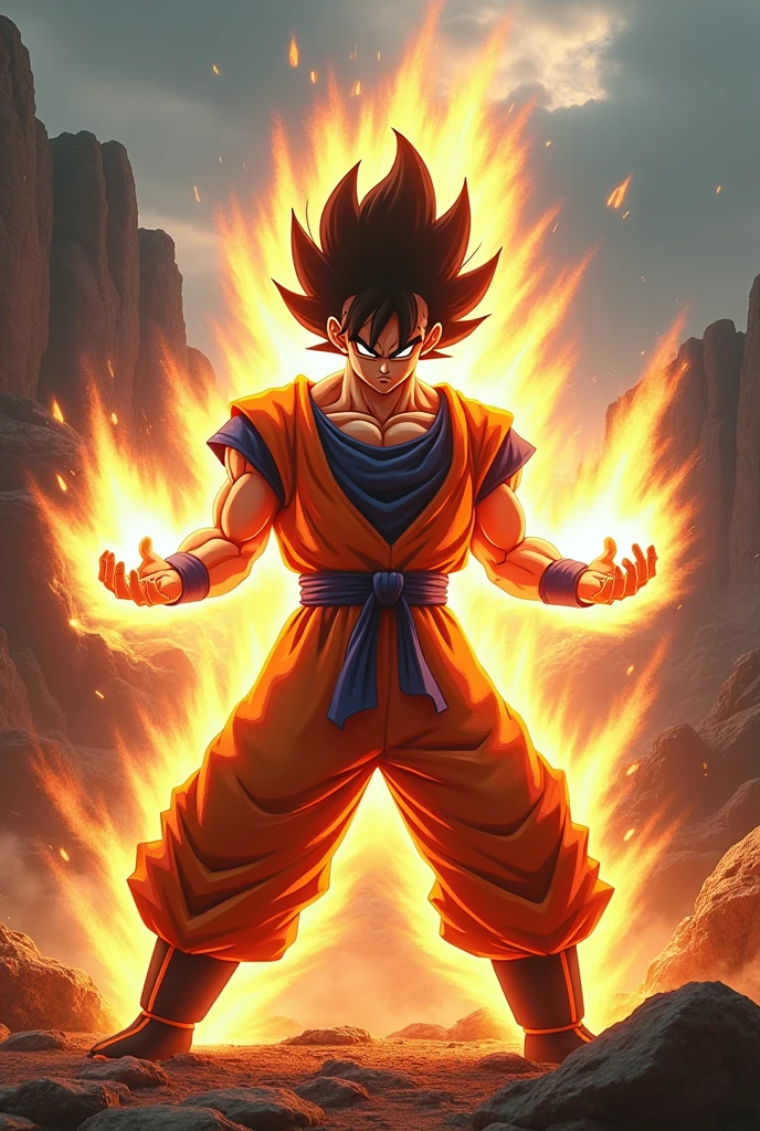 Goku doing realistic kamehameha