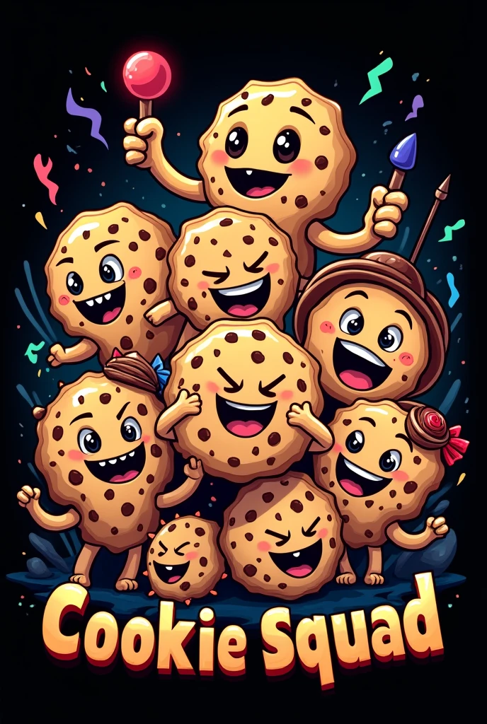 image of an image with the word cookie squad written on the back and a black background 
 

