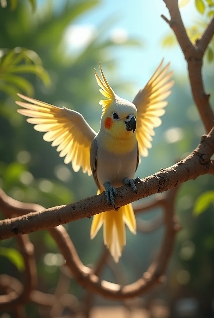 The cockatiel flew all the way to Australia
It went to sea world playground to play in the jungle gym