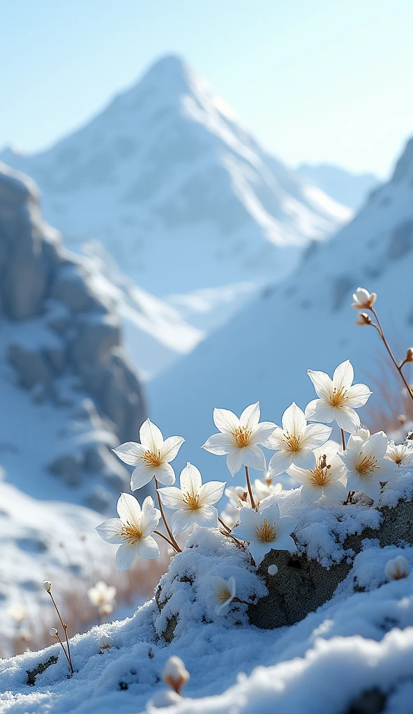 make jasmine flowers grow on a snowy mountain