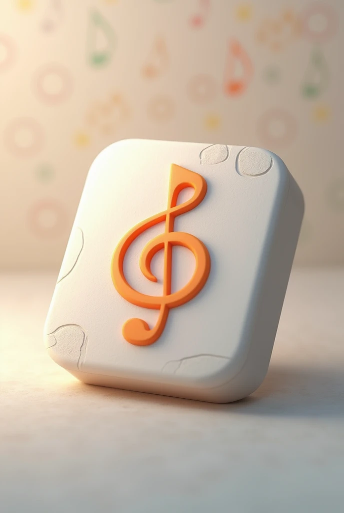 Japanese Magong type square game piece with pastel orange music symbol 