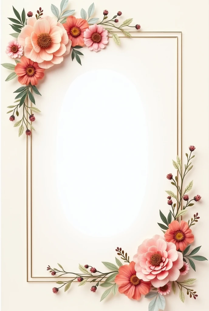 Create a different beautiful floral photo frame in a square form like original, eye catching delicate and sofisticated