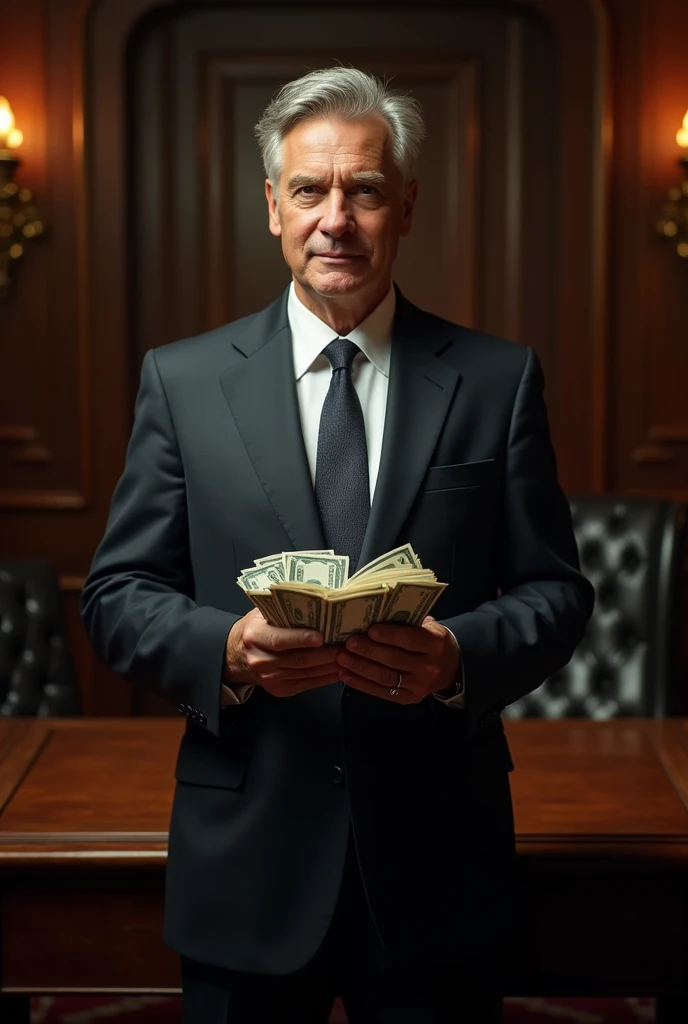 A holding money in his hands