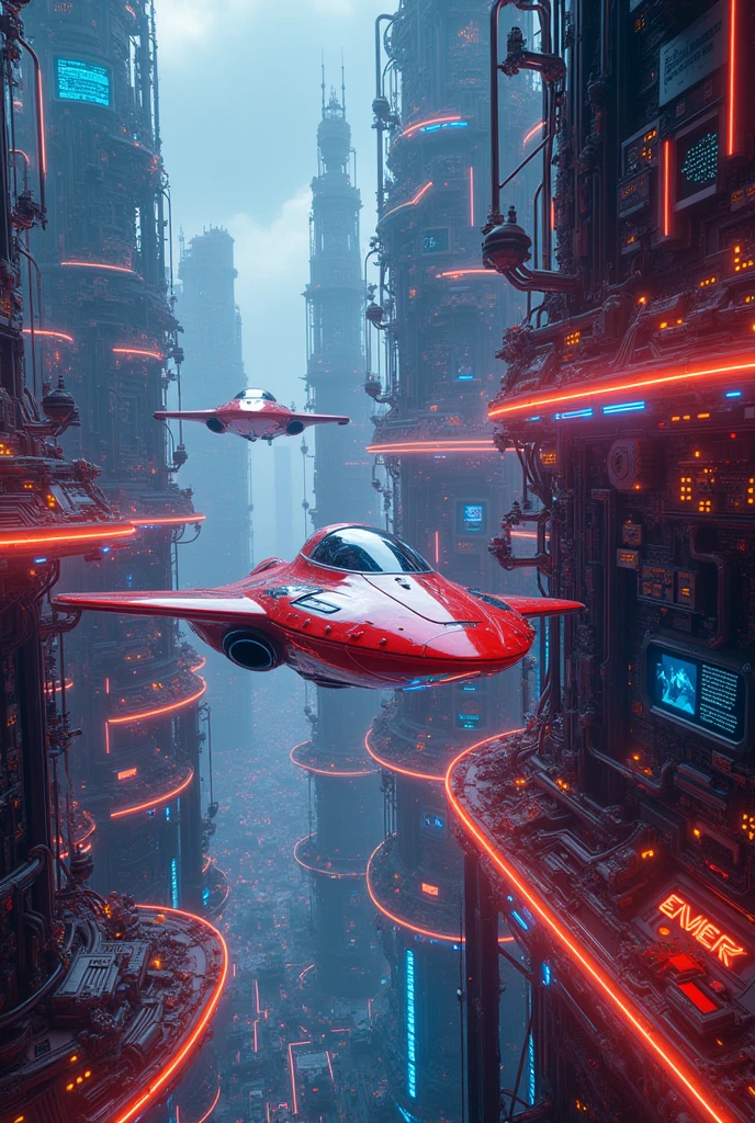 cartoon, digital universe, wiring, electronic components, intricate details, vibrant colors, 8k, photorealistic, cinematic lighting, masterpiece with futuristic ships