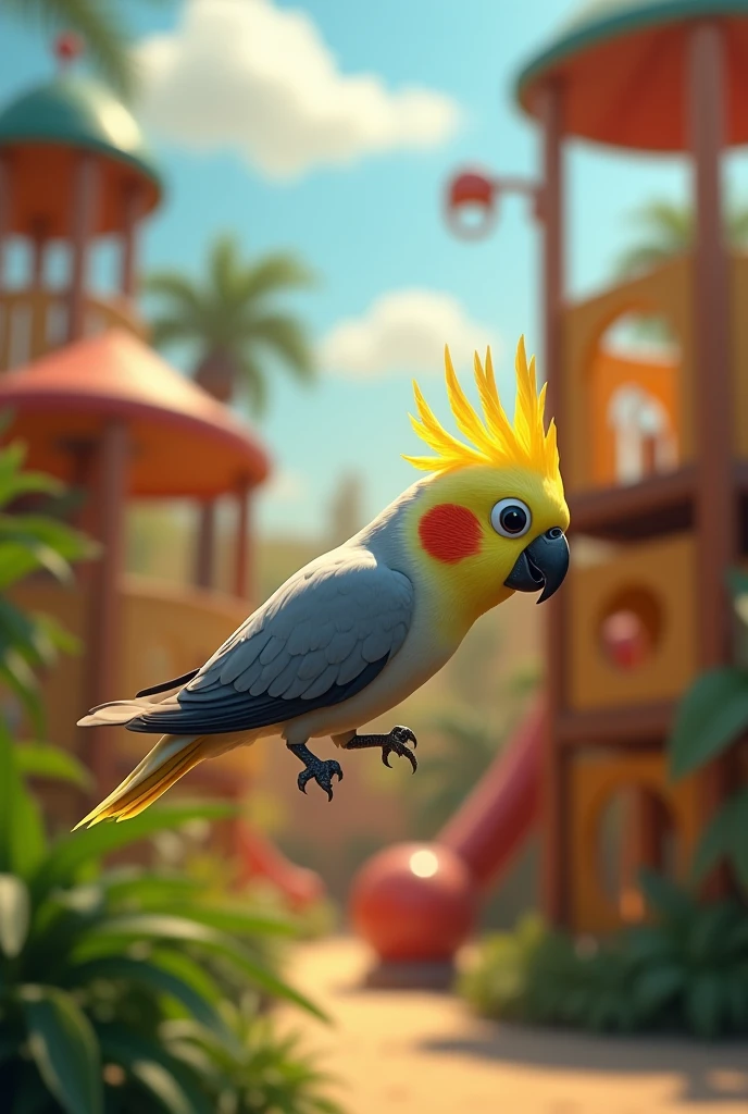 The cockatiel flew all the way to Australia
It went to sea world playground to play in the jungle gym at the playground
But as the cockatiel went to the different passages at the jungle gym the cockatiel felt lost
