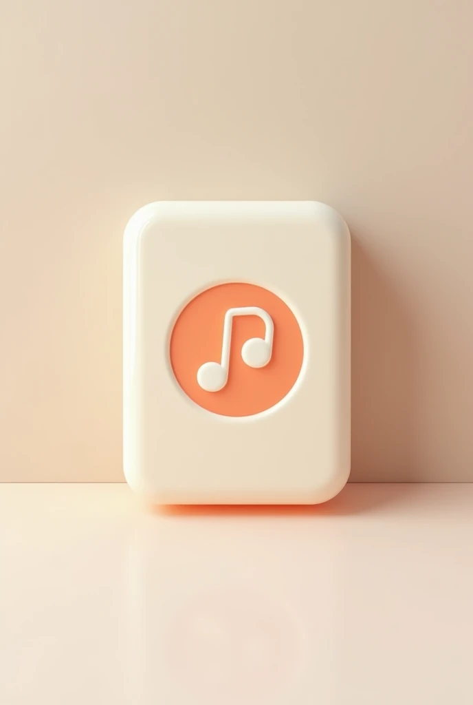 Rectangular Japanese Magong type game piece with pastel orange music symbol with white symbol
