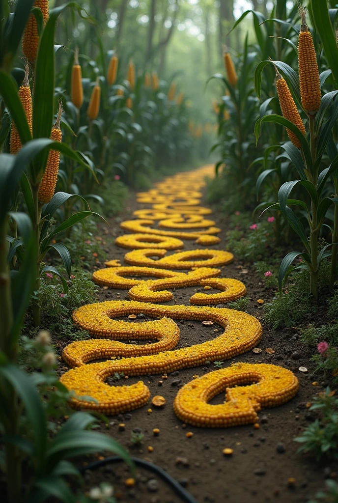 The following letters made with corn letters: 
  UNKNOWN SANCTUARY