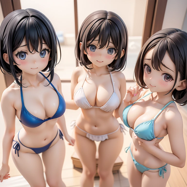 Swimwear、セパレートSwimwear、Girl、Girl、Mini character、Primary school students、small、Black Hair,、The forehead is visible、Forehead、whole body、