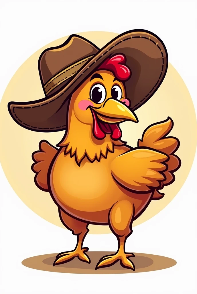 Roasted chicken with cowboy hat to create logo 