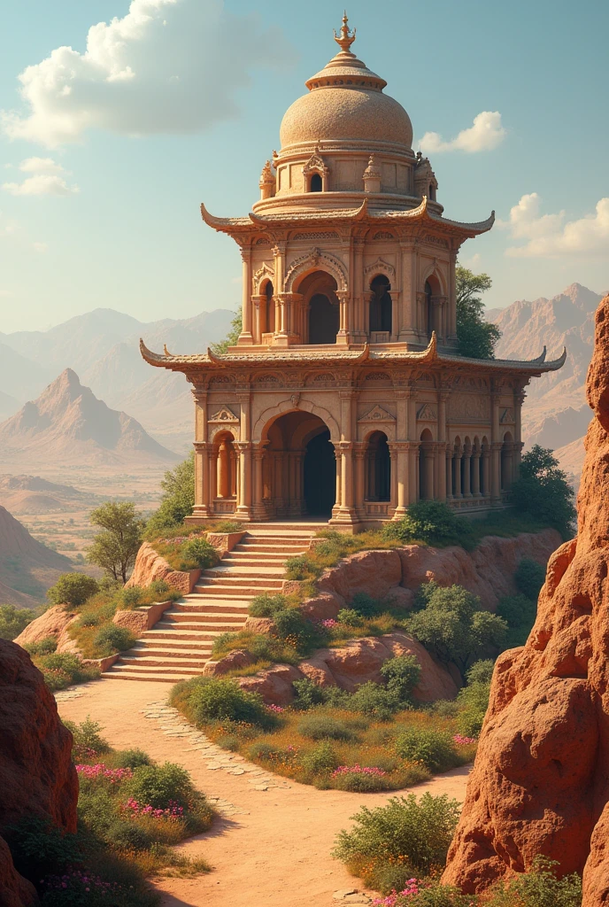 In 3d, a place of Guru saint in the high mound in rajashtan place