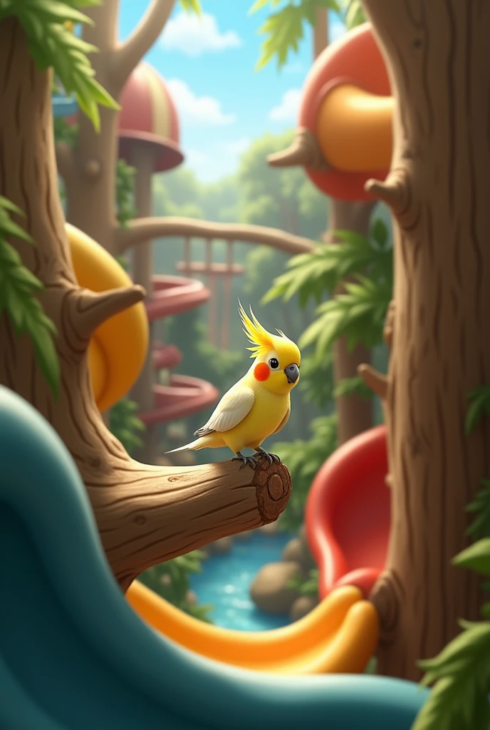 The cockatiel flew all the way to Australia
It went to sea world playground to play in the jungle gym at the playground
But as the cockatiel went to the different passages at the jungle gym the cockatiel felt lost
So it was trying to find a exit