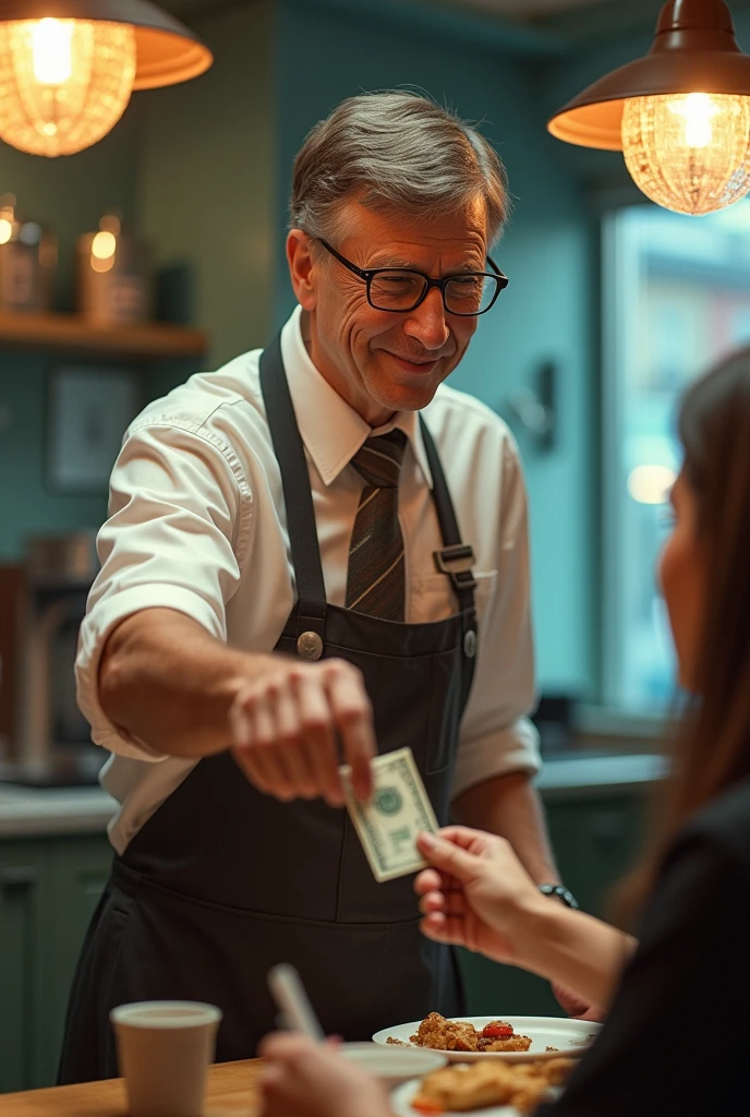 Bill Gates waiter dollar paid