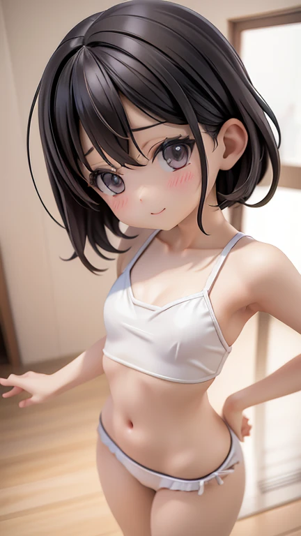 Swimwear、セパレートSwimwear、Girl、Girl、Mini character、Primary school students、small、Black Hair,、The forehead is visible、Forehead、whole body、