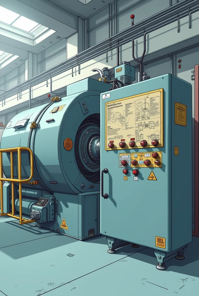 Generate a lotus board image " lockout-tagout " where you place the system and the buttons that operate it