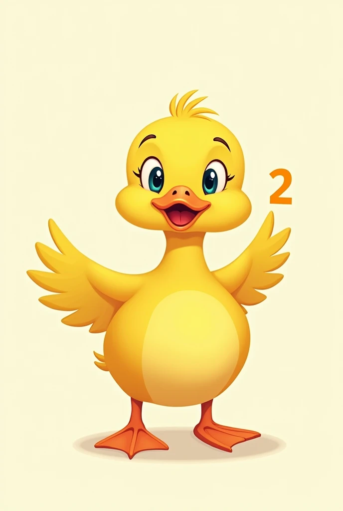 Duck showing number 2 with his hand 
